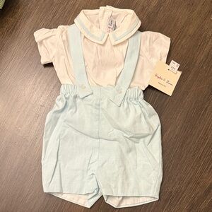 Sophie & Lucas Light Blue Kids Suspender Shorts